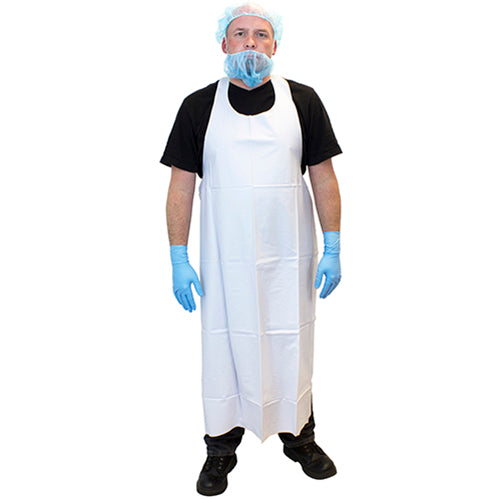 Hospeco Vinyl Apron White Die Cut , 35" x 45" , 8 Mil 1 / dz — manufacturer reference photo; confirm listed selling unit