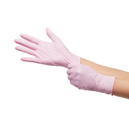 Exam Glove McKesson Pink Nitrile® NonSterile Nitrile Standard Cuff Length Textured Fingertips Pink Not Rated