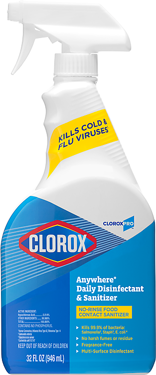 Clorox Anywhere Daily Sanitizer 32 oz. Spray No-Rinse Food Contact 12 / cs