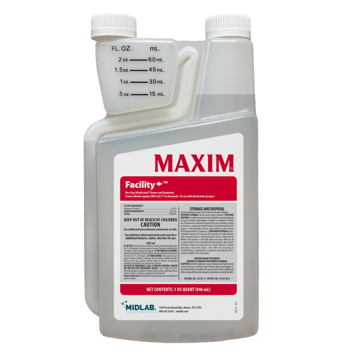 Midlab Inc. EZ-Squeeze Hydrogen Peroxide Dis. 1 Quart,FACILITY+ 6 / cs; current official Midlab manufacturer photo matched to this product and container size. Packaging and branding may vary; selling quantity is as specified in the listing.