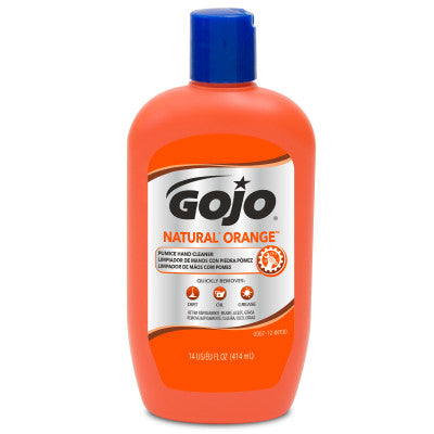 Gojo Natural Orange Pumice Hand Cleaner 14 oz. Squeeze Bottle Citrus Scent 12 / cs; exact manufacturer SKU photo. 