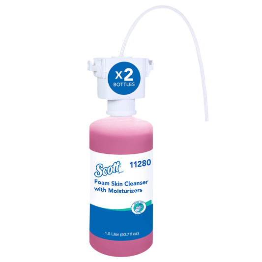 Kimberly Clark Kleenex Foam Skin Cleanser w/ Moisturizers Pink Floral 1.5 L 2 / cs; current official Kimberly-Clark manufacturer photo, code 11280. Branding and packaging may vary. Contents or accessories shown are included only as specified in the listing.
