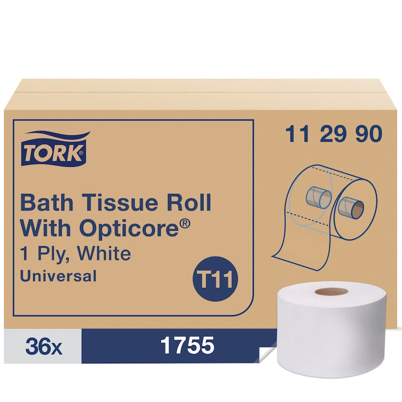 Essity Tork Universal 1-Ply Bath Tissue w/ OptiCore 3.75" x 4" 1755 Sheet 36 / cs