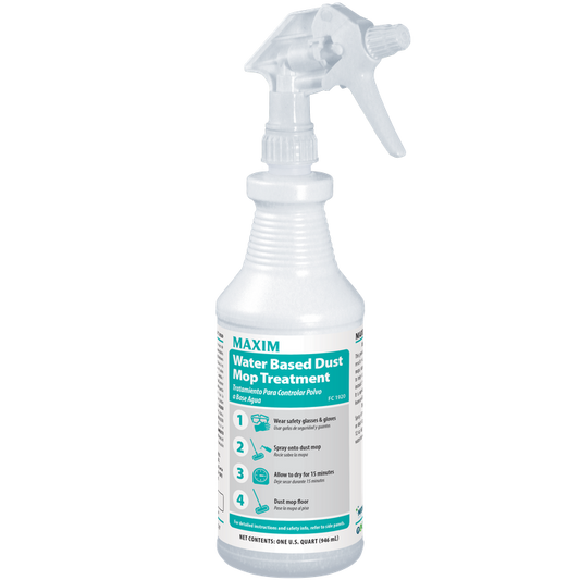 Representative image: Manufacturer Maxim Water Based Dust Mop Treatment photo used as a representative image of this product type. The pictured formulation, fragrance, container size and packaging may differ. The product name, specifications and selling quantity stated in this listing apply. The pictured manufacturer's current formulation is described as Mint fragrance.