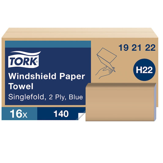 Essity Tork Windshield Paper Towel Blue, 9.25" X 10.25", 2-Ply 16 / 140 cs