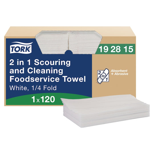 Essity Tork 2 in 1 Scouring / Cleaning Foodservice Towel 1-Ply , White 120 / cs