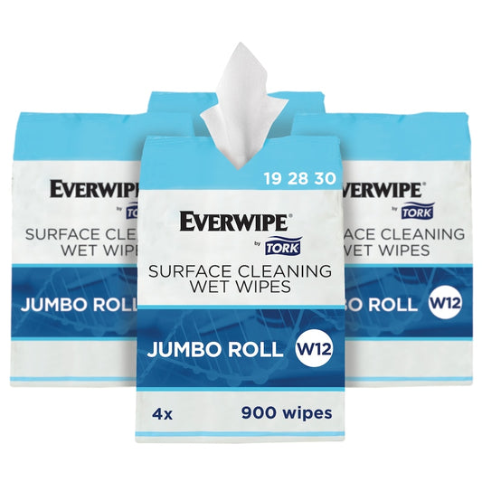Essity Everwipe Surface Cleaning Wet Wipe White W12 Jumbo Roll , 900 Wipes 4 / 900 cs
