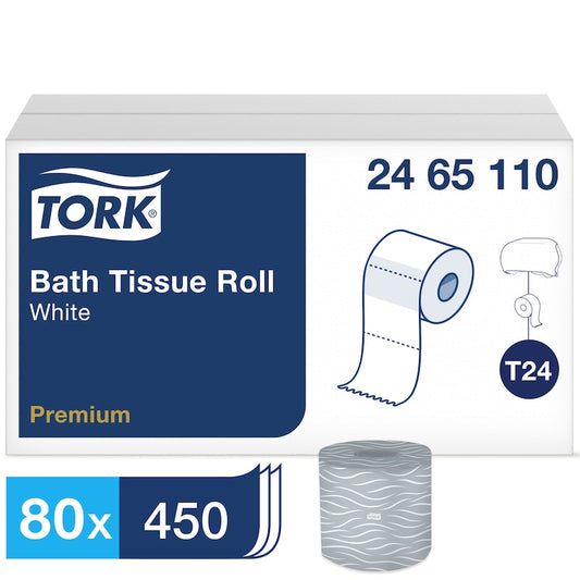 Essity Tork Premium Bath Tissue Roll White 4" x 3.75" 2-Ply 450 Sheets 80 / cs