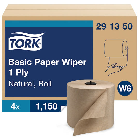 Essity Tork Basic Paper Wipe Roll Towel Natural 7.7" x 9.1" 1150' 1-Ply 4 / 1 cs