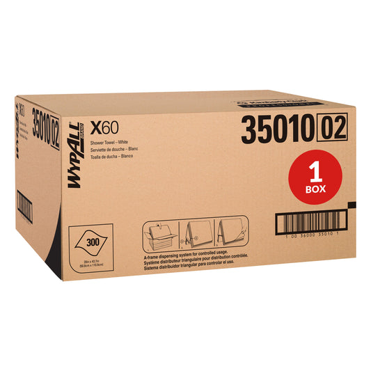 Kimberly Clark WYPALL X60 Cleaning Cloths / Towels White, Flat Sheets , Multi-Task 3 / 100 cs; current official Kimberly-Clark manufacturer photo, code 35010. Branding and packaging may vary. Contents or accessories shown are included only as specified in the listing.