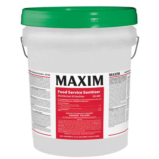 Representative image: Manufacturer MAXIM® Food Service Sanitizer Disinfectant & Sanitizer photo used as a representative image of this product type. The pictured formulation, fragrance, container size and packaging may differ. The product name, specifications and selling quantity stated in this listing apply. The pictured manufacturer's current formulation is described as None fragrance.