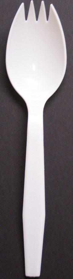 Wallace Packaging Medium Weight Spork 5.75" White , Polypropylene , Bulk 1000 / cs; supplier reference photo; pictured packaging, size, color and quantity may differ