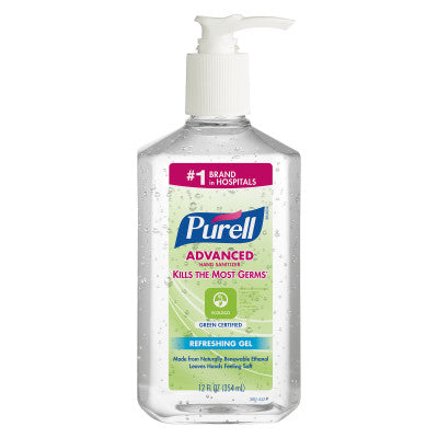 Gojo Purell Advanced Hand Sanitizer Green 12 fl oz Bottle 12 / cs; exact manufacturer SKU photo. 