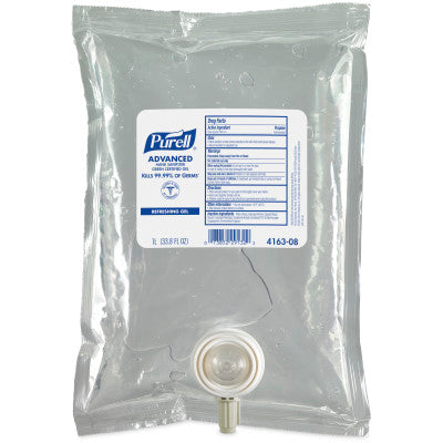 Gojo Purell Adv Hand Sanitizer Refills Green Certified Gel 1000 mL 8 / cs; exact manufacturer SKU photo. 