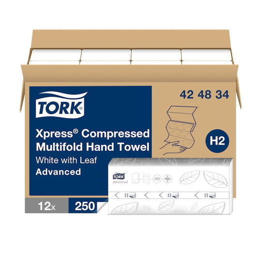Essity Tork Xpress H2 Paper Towel Refill Comp. Multifold , White 250 Sheets 12 / cs
