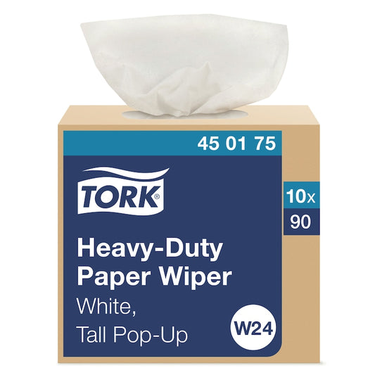 Essity Tork Heavy-Duty DRC Paper Wiper White, 9.25" X 16.25", 1-Ply Pop-Up 10 / 90 cs