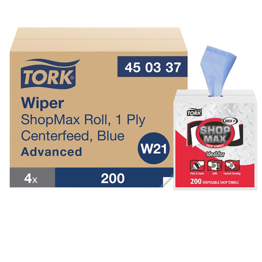 Essity Tork Advanced ShopMax Wiper 450 Centerfeed , Blue 800 / cs