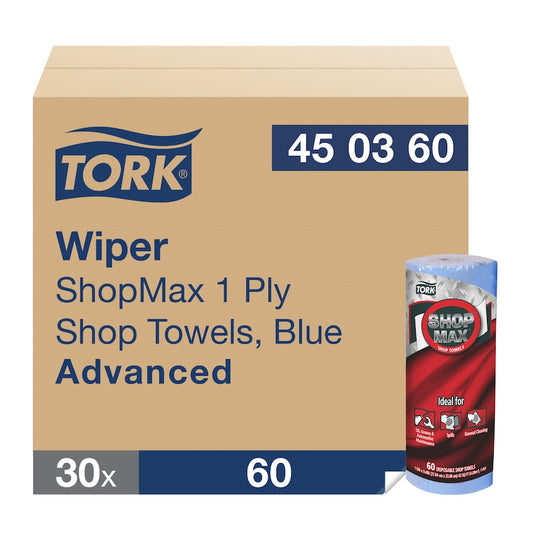 Essity Tork Advanced ShopMax Wiper Blue/White 11" x 9.4" 47' 1-Ply 30 / cs