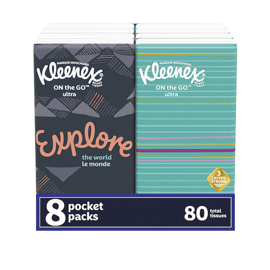 Kimberly Clark Facial Tissue Pocket Packs 3-Ply, White 12 / 8 / 10 cs; supplier product photo matched by manufacturer code. Packaging design may vary; case quantity is as listed.