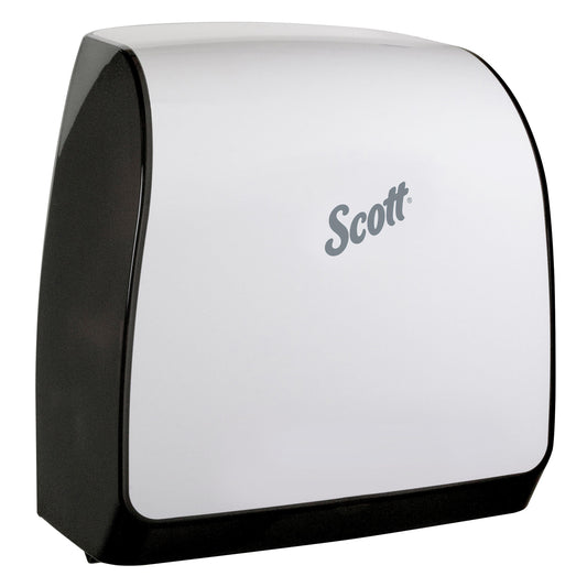 Kimberly Clark Scott Slimroll Towel Dispenser White , Orange Core , Manual 1 / cs; current official Kimberly-Clark manufacturer photo, code 47091. Branding and packaging may vary. Contents or accessories shown are included only as specified in the listing.