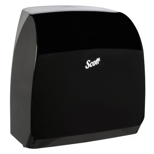 Kimberly Clark Scott Slimroll Towel Dispenser Black , Orange Core , Manual 1 / cs; current official Kimberly-Clark manufacturer photo, code 47092. Branding and packaging may vary. Contents or accessories shown are included only as specified in the listing.