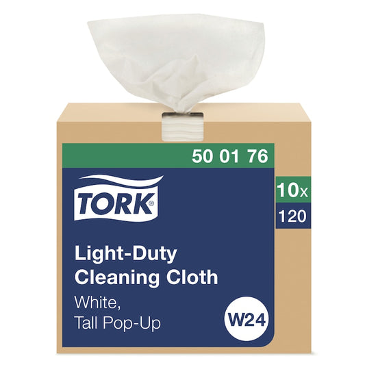 Essity Tork Light Duty Cleaning Cloth W24 Pop Up Box White 1-Ply Interfolded 10 / 120 cs