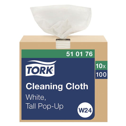 Essity Tork Cleaning Cloth Folded - 4.03" x 8.27" 1-Ply White 10 / 100 cs