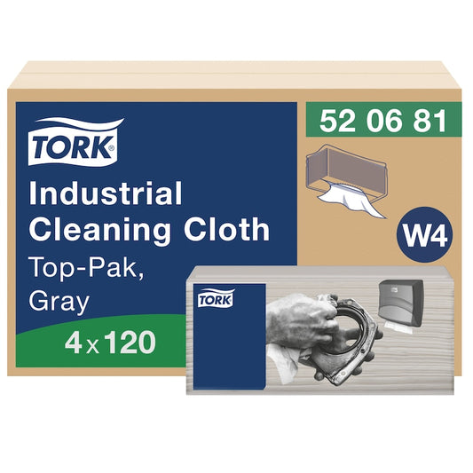 Essity Tork Industrial Cleaning Cloth Top-Pak 1-Ply Grey 4 / 120 cs