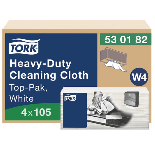Essity HD Cleaning Cloth Tork Brand White 4.25" x 13.98" (Folded) 4 / 105 cs