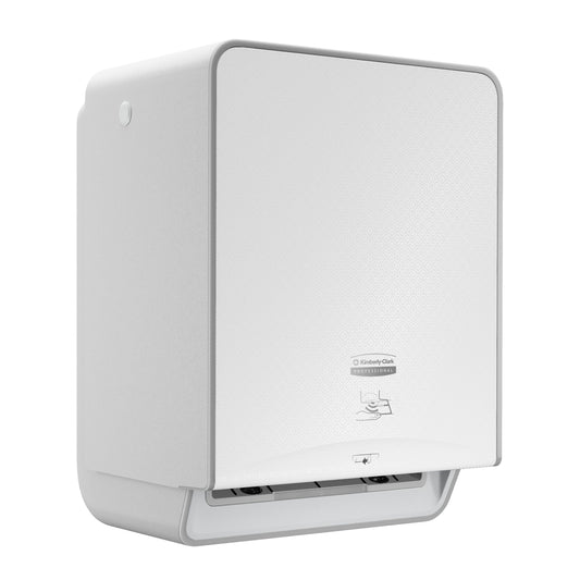 Kimberly Clark Icon Automatic Roll Towel Dispenser w/ White Mosaic Faceplate 1 / cs; current official Kimberly-Clark manufacturer photo, code 58710. Branding and packaging may vary. Contents or accessories shown are included only as specified in the listing.