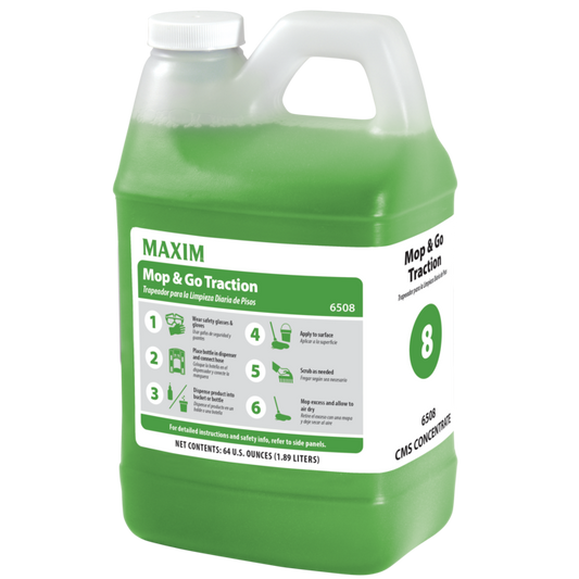 Midlab Inc. #8 Maxim Mop & Go Traction 64 oz., No Scent, 6508 4 / cs; current official Midlab manufacturer photo matched to this product and container size. Packaging and branding may vary; selling quantity is as specified in the listing.