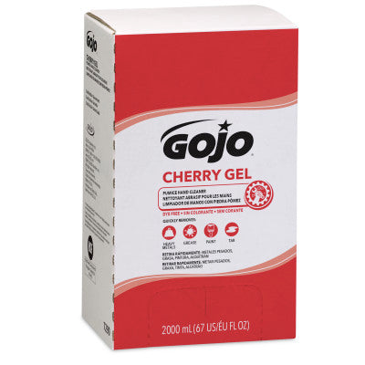 Gojo Cherry Gel Pumice Hand Cleaner 2000 mL Refill, Cherry Scent 4 / cs; exact manufacturer SKU photo. 