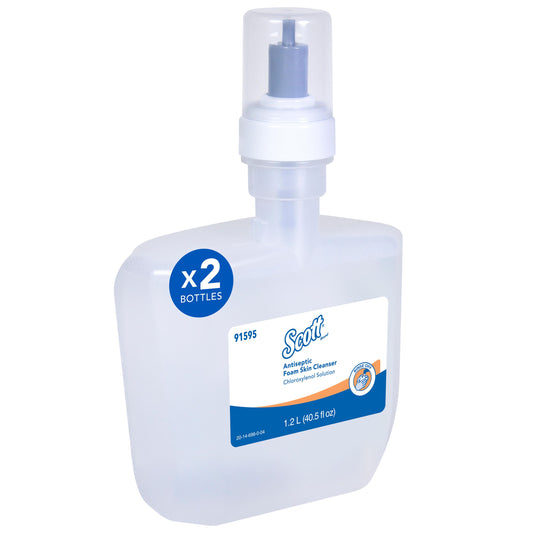 Kimberly Clark Kleenex E-2 Foam Skin Cleanser 1.2L, Clear, No Fragrance 2 / cs; current official Kimberly-Clark manufacturer photo, code 91595. Branding and packaging may vary. Contents or accessories shown are included only as specified in the listing.