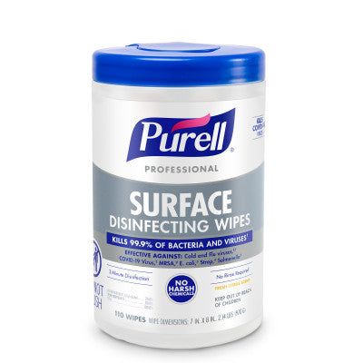 Gojo Purell Disinfecting Wipes 110 Count Canister 6 / cs; exact manufacturer SKU photo. 