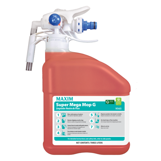 Midlab Inc. Maxim Super Mega Mop G EDS System 3 Liter, Tangy Fruit Scent, 9565 2 / cs; current official Midlab manufacturer photo matched to this product and container size. Packaging and branding may vary; selling quantity is as specified in the listing.