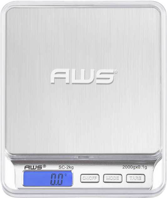 American Weigh Scales Precision Digital Kitchen Scale 2kg x 0.1g Silver 1 / cs; supplier reference photo; pictured packaging, size, color and quantity may differ