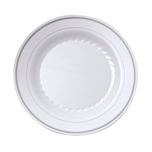 Novolex - WNA Masterpiece Round Plate 9" White / Silver 10 / 12 cs — Manufacturer item MP9WSLVR