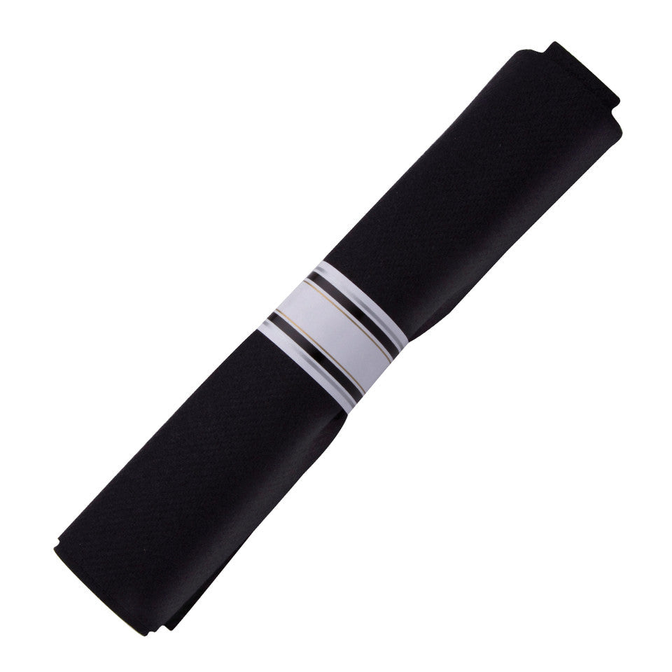 Novolex - WNA Reflections Fork, Knife, Teaspoon, Wrap w/ Black Linen Quality Napkin 4 / 30 — Manufacturer item REFROLL3BK