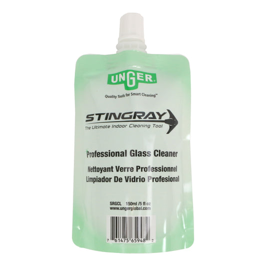 Unger Enterprises Stingray Professional Glass Cleaner 5 oz / 150mL Pouch 24 / cs; manufacturer product photo.