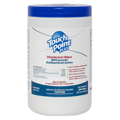 Hospeco EPA Plus Disinfectant Wipes Canister 6.7" x 6.7" 6 / 200 cs — manufacturer reference photo; confirm listed selling unit