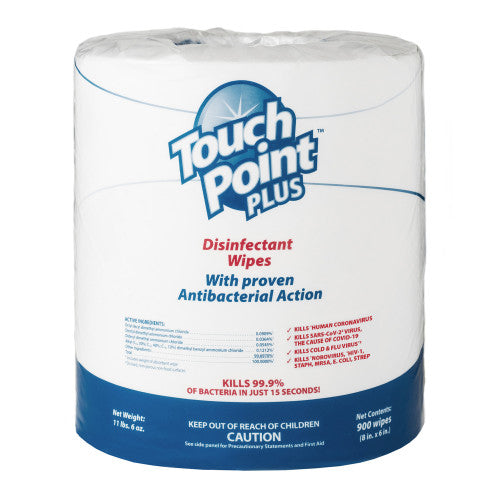 Hospeco EPA Plus Disinfectant Wipes Large Rolls 8" x 6" 2 / 900 cs — manufacturer reference photo; confirm listed selling unit