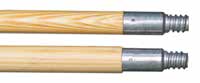 ACS Metal Tip Wooden Broom Handle 0.94" X 60" 12 / cs. Manufacturer catalog product-family reference photograph. The image may show another size or several examples from the same family; it is not an assortment offer. Only the size, color, grade and selling quantity named in this listing are offered. Packaging may vary. Close-up of manufacturer metal-tip wooden handle examples; only the listed diameter and length are supplied.
