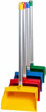 Reference image only; actual product specifications and packaging may vary. ACS Upright Lobby Dustpans 32" Aluminum, Green 6 / cs