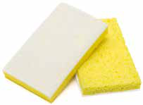 Reference image only; actual product specifications and packaging may vary. ACS Light Duty Scrubber Sponge Yellow / White, 6.25" X 3.25" 8 / 5 cs