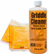 Reference image only; actual product specifications and packaging may vary. ACS Liquid Griddle Cleaner 1 Quart 4 / cs