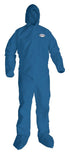 Ansell KleenGuard A20 Hooded Coveralls Blue , 2X-Large , Zip Front , Boots 24 / cs