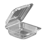 Inline Plastics Clear Hinged 42oz Container 6.06" x 6.44" x 3.31" 500 / cs — supplier reference photo; packaging or variant may differ