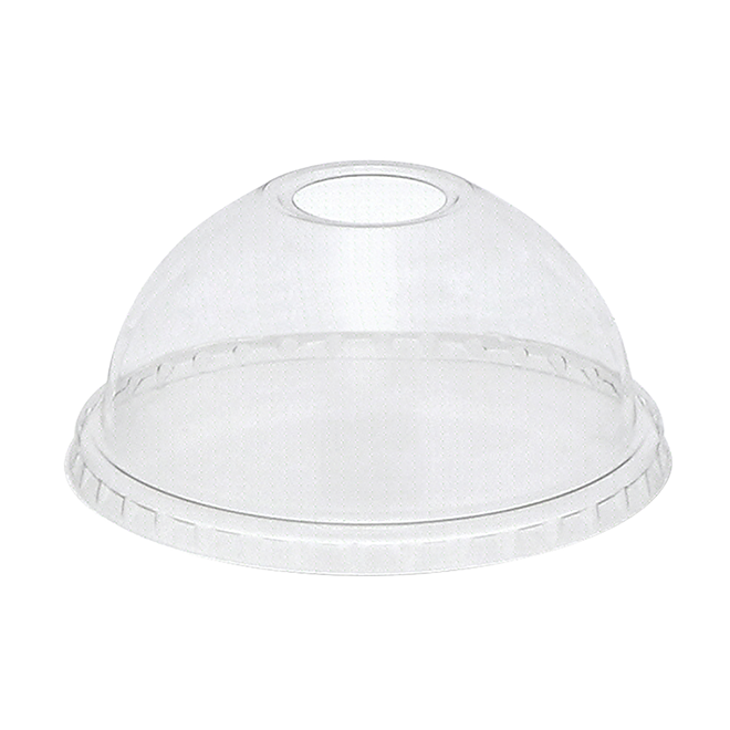 Novolex - Pactiv Clear Dome Lid with Small Hole fits 12,16,20 & 24oz Cups 900 / cs; manufacturer item reference photograph