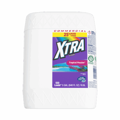 Church & Dwight XTRA Liquid Laundry Detergent 5 Gal, Tropical Passion, 533 Loads 1 / cs — Representative photo of the same brand and product type. Pictured size, scent, formulation, packaging and quantity may differ. Refer to this listing and the supplied product label for specifications and use instructions.