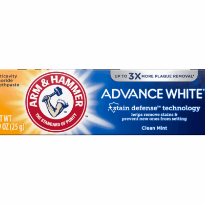 Church & Dwight Arm & Hammer Toothpaste 0.9 oz Advance White , Clean Mint 72 / cs — Representative photo of the same brand and product type. Pictured size, scent, formulation, packaging and quantity may differ. Refer to this listing and the supplied product label for specifications and use instructions.